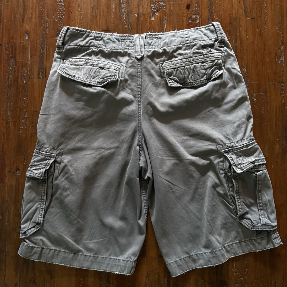 American Eagle Longer Length Cargo Shorts Mens 32 Grey Y2K Baggy Skater - Picture 6 of 7